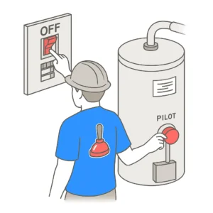 water heater flush step one turn off power/gas
